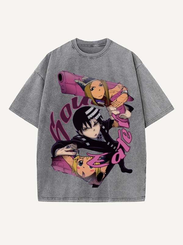 Soul Eater Print Round Neck T-shirt