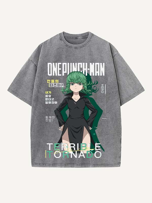One-Punch Man Print Round Neck T-shirt