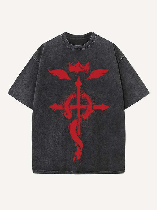 Fullmetal Alchemist Print Round Neck T-shirt