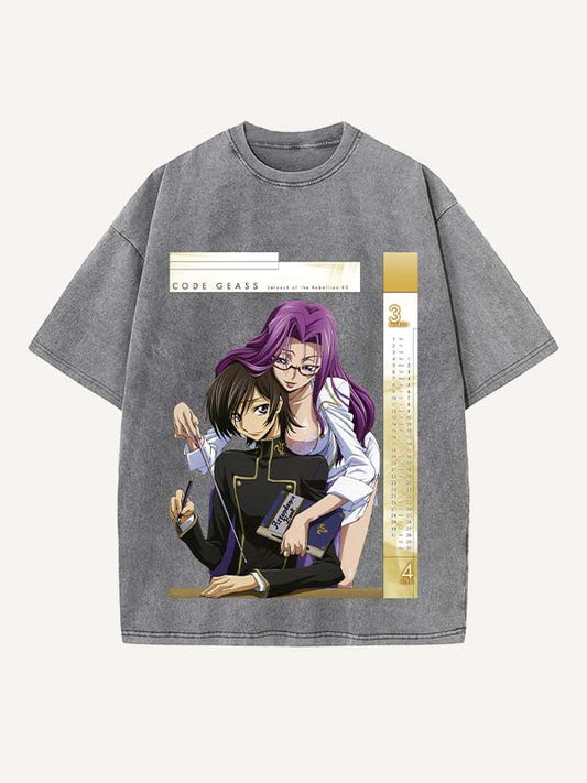 Code Geass Print Round Neck T-shirt