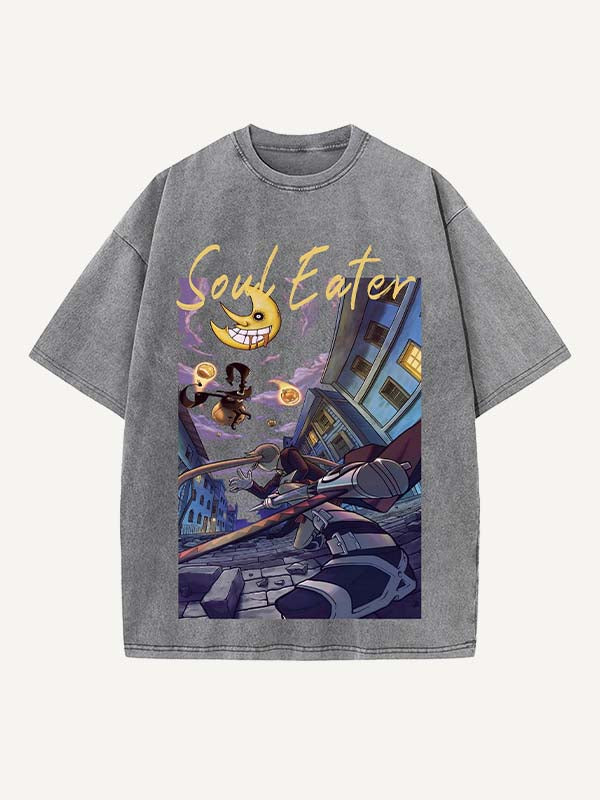 Soul Eater Print Round Neck T-shirt