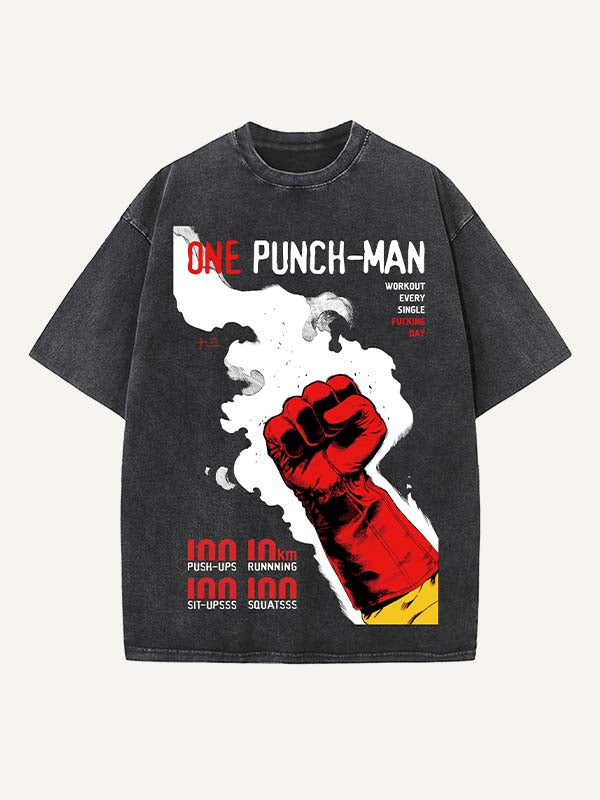 One-Punch Man Print Round Neck T-shirt