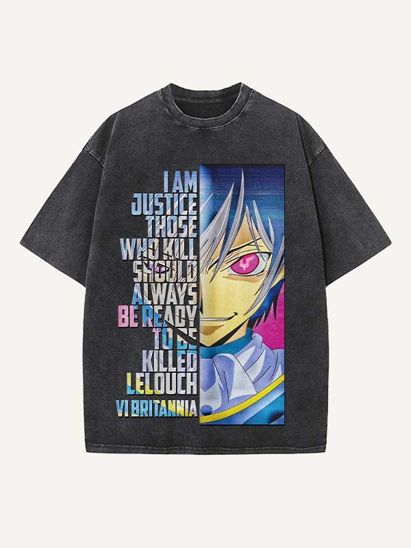Code Geass Print Round Neck T-shirt