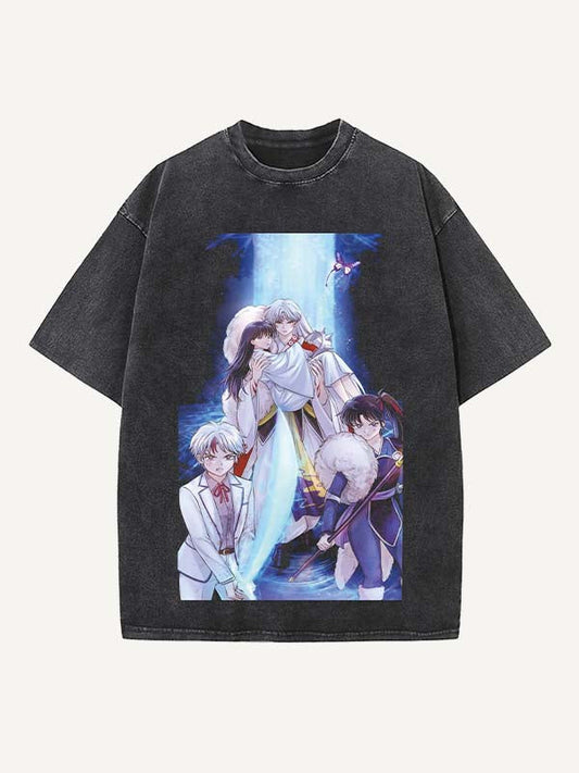 Inuyasha Print Round Neck T-shirt