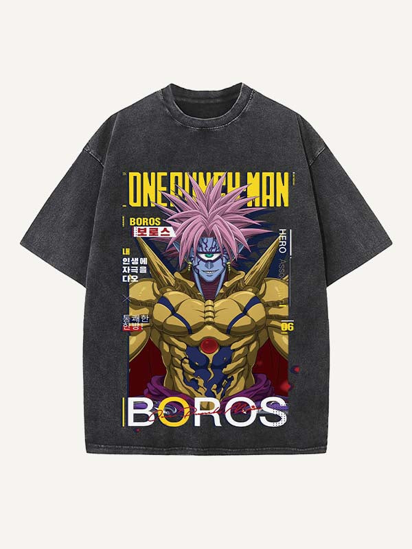 One-Punch Man Print Round Neck T-shirt