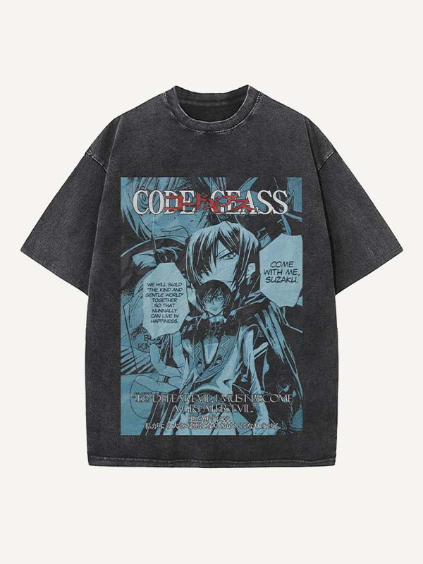 Code Geass Print Round Neck T-shirt