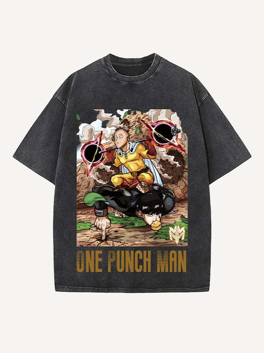 One-Punch Man Print Round Neck T-shirt