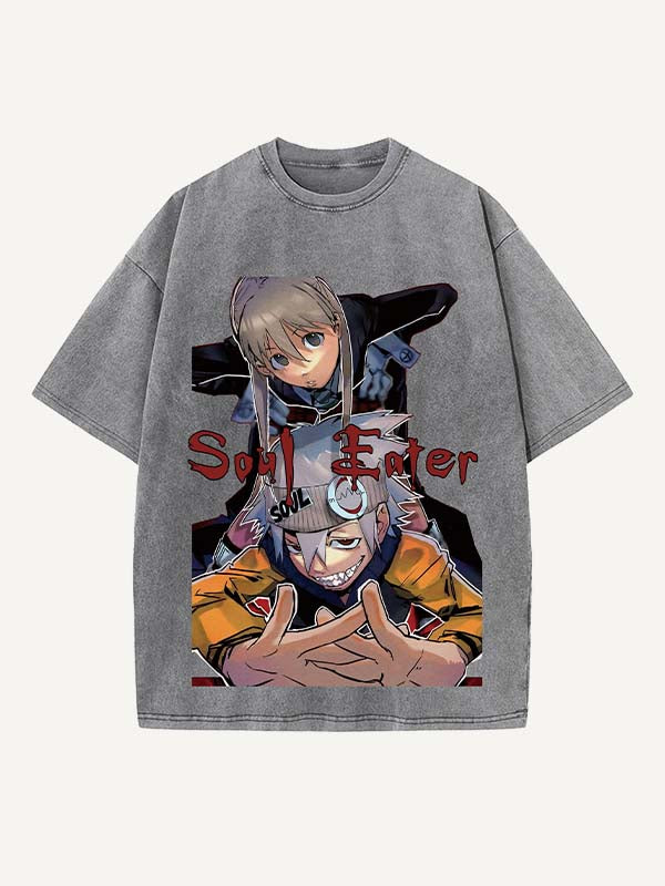 Soul Eater Print Round Neck T-shirt