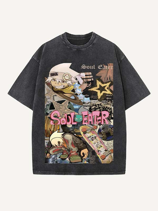 Soul Eater Print Round Neck T-shirt