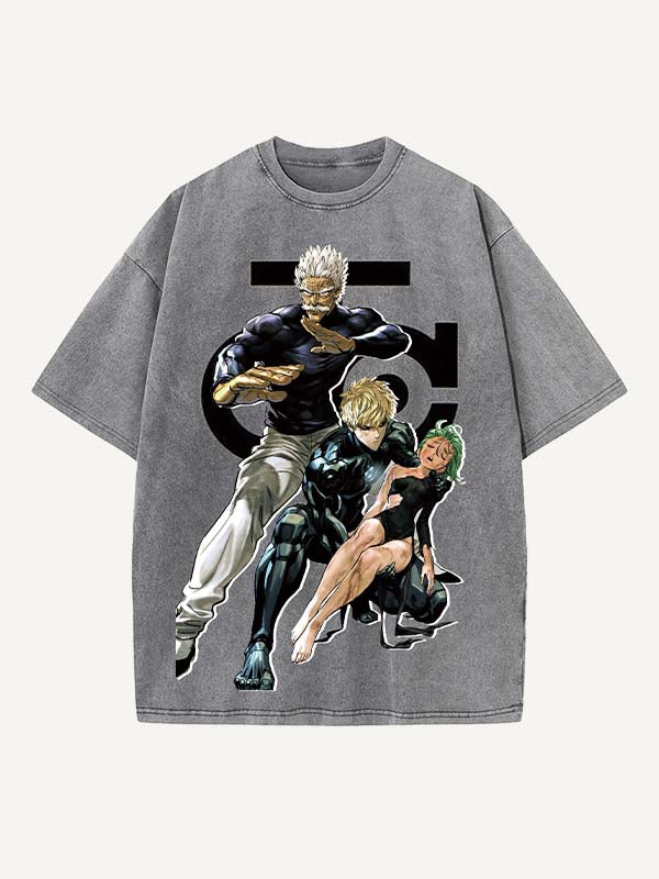One-Punch Man Print Round Neck T-shirt