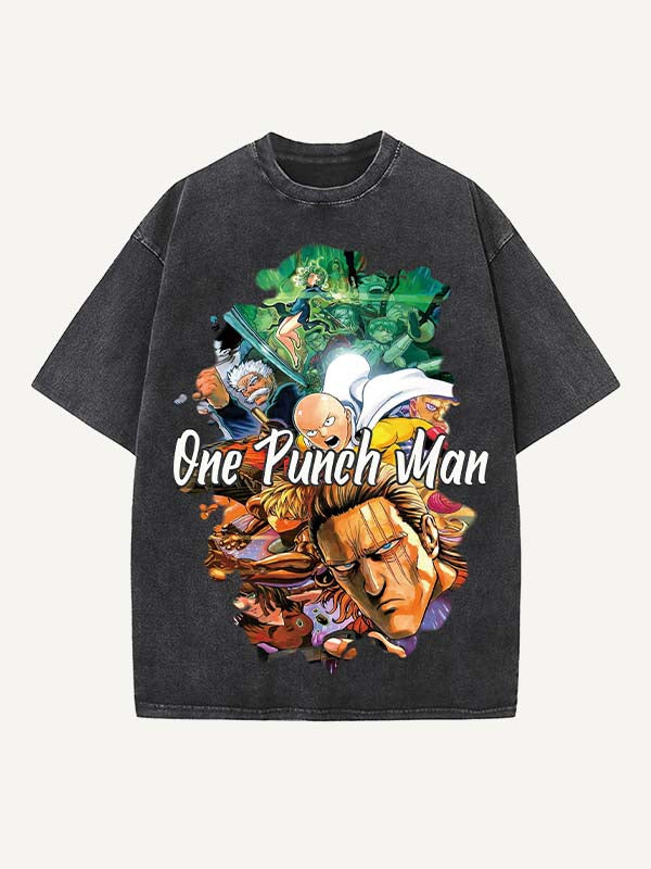 One-Punch Man Print Round Neck T-shirt