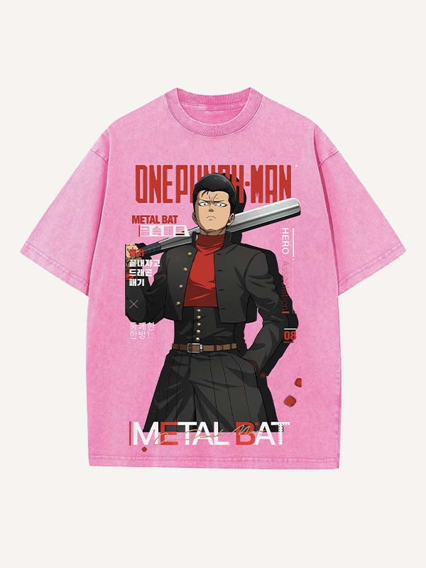 One-Punch Man Print Round Neck T-shirt
