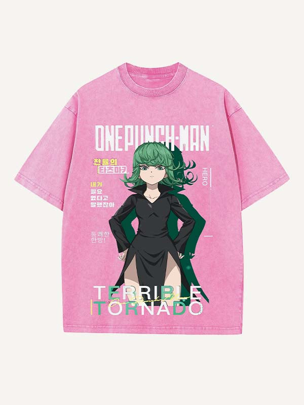 One-Punch Man Print Round Neck T-shirt