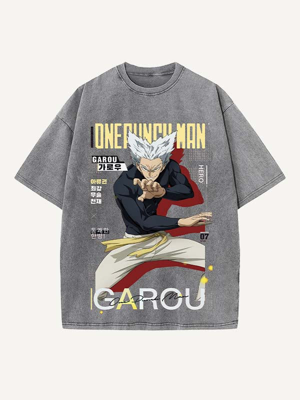 One-Punch Man Print Round Neck T-shirt