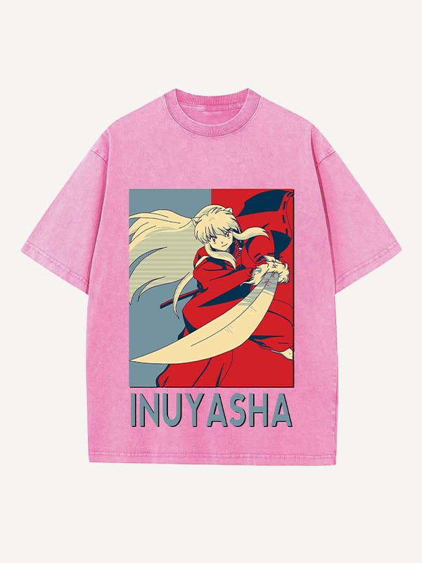 Inuyasha Print Round Neck T-shirt
