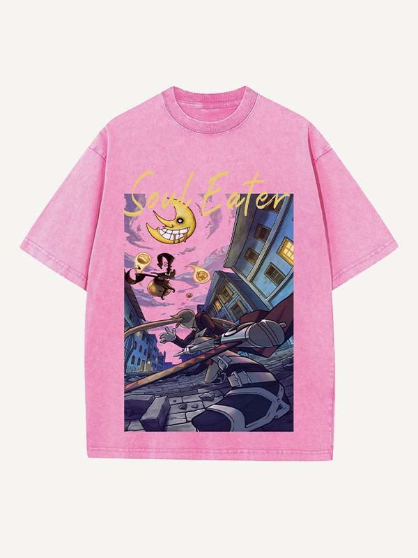 Soul Eater Print Round Neck T-shirt