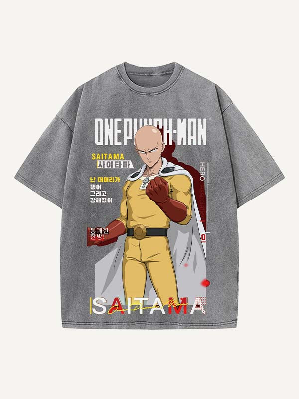 One-Punch Man Print Round Neck T-shirt