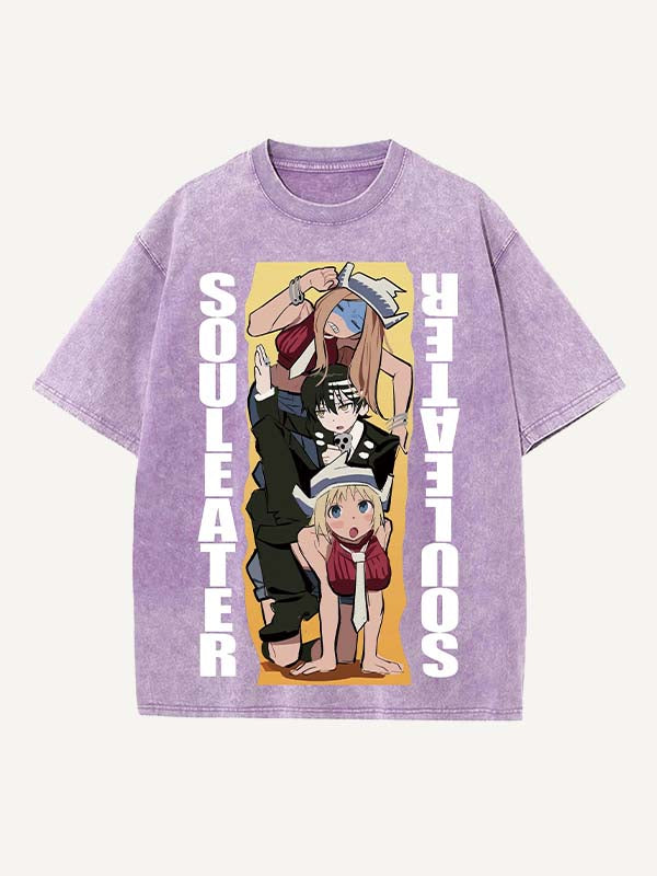 Soul Eater Print Round Neck T-shirt