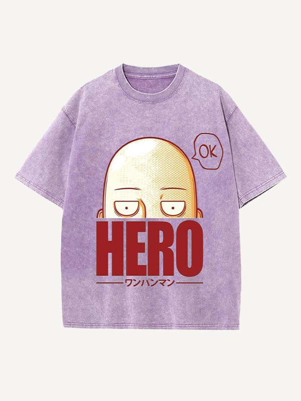 One-Punch Man Print Round Neck T-shirt