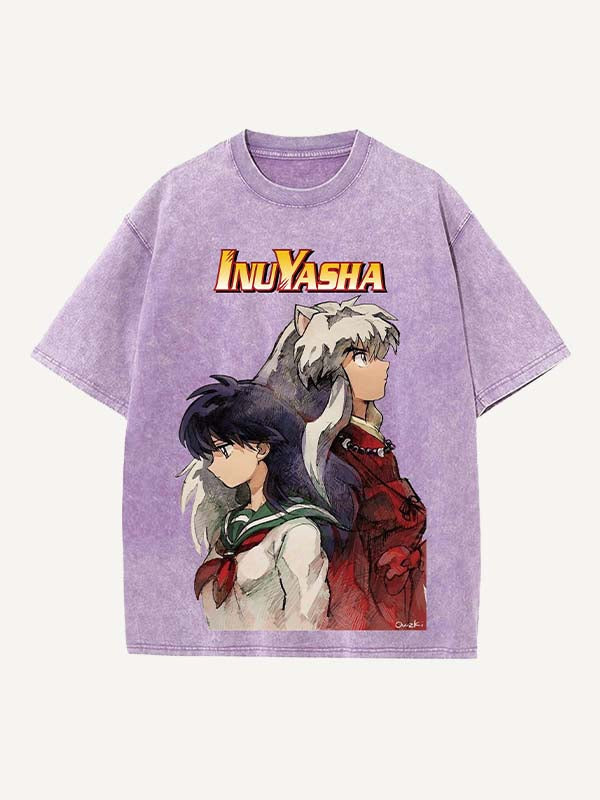 Inuyasha Print Round Neck T-shirt