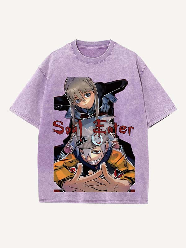 Soul Eater Print Round Neck T-shirt