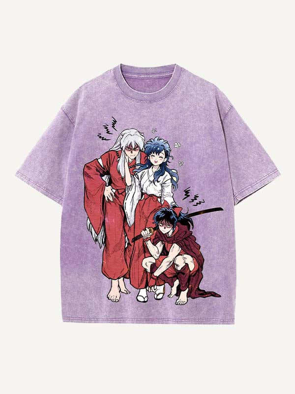 Inuyasha Print Round Neck T-shirt