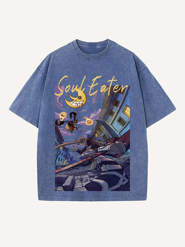 Soul Eater Print Round Neck T-shirt