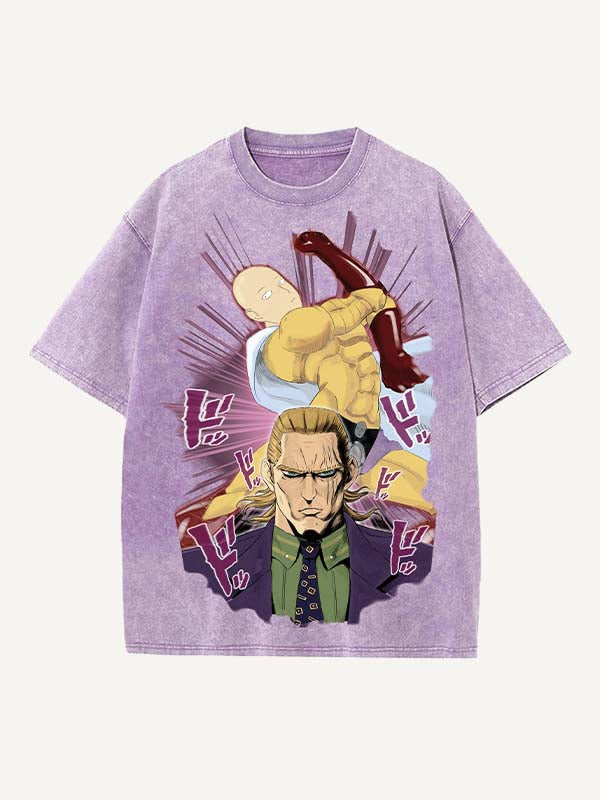 One-Punch Man Print Round Neck T-shirt