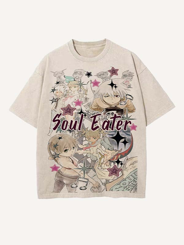 Soul Eater Print Round Neck T-shirt