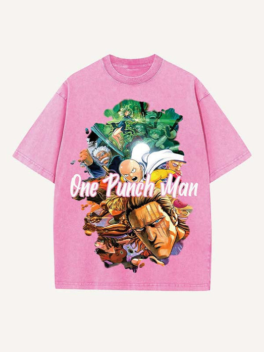 One-Punch Man Print Round Neck T-shirt