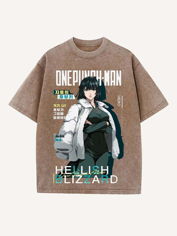 One-Punch Man Print Round Neck T-shirt