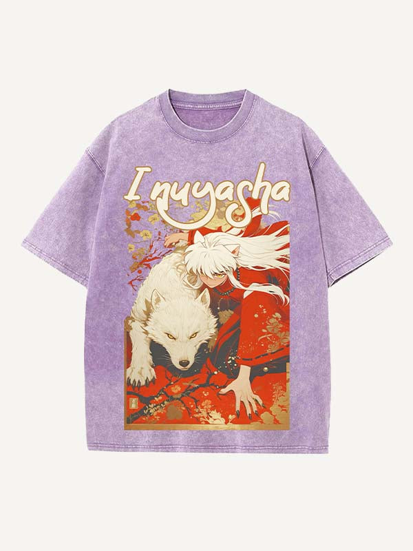 Inuyasha Print Round Neck T-shirt