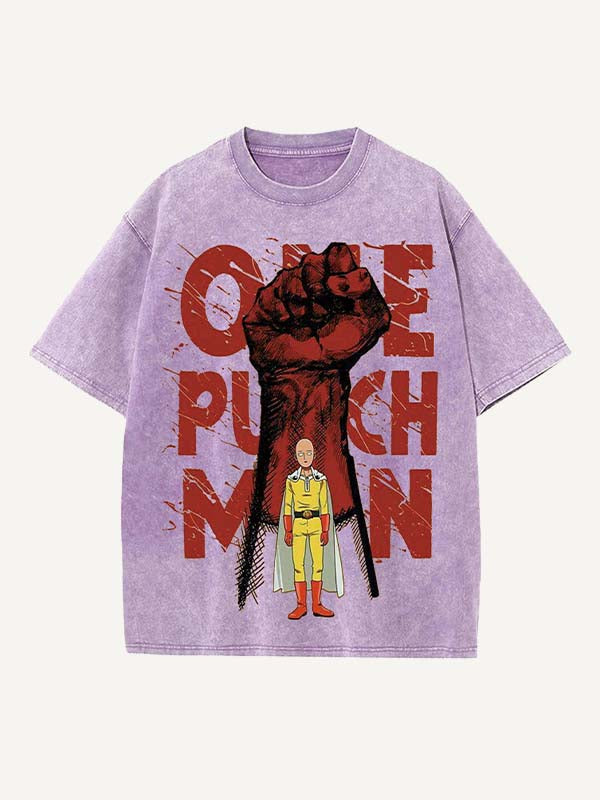 One-Punch Man Print Round Neck T-shirt