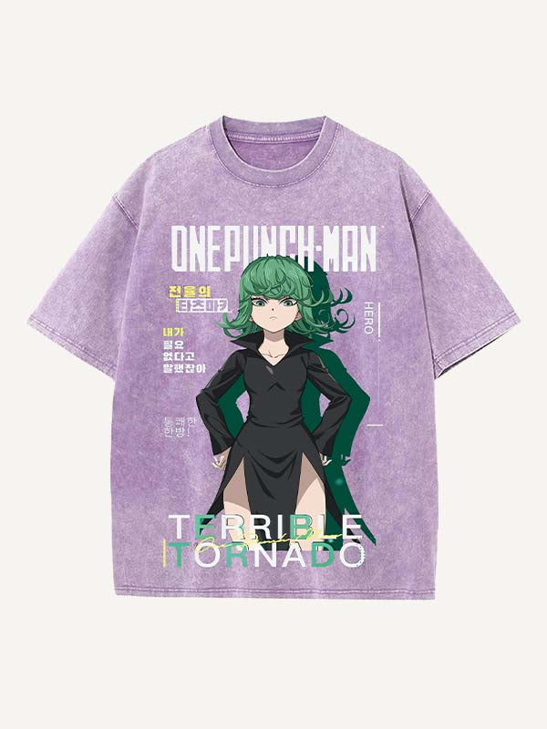 One-Punch Man Print Round Neck T-shirt