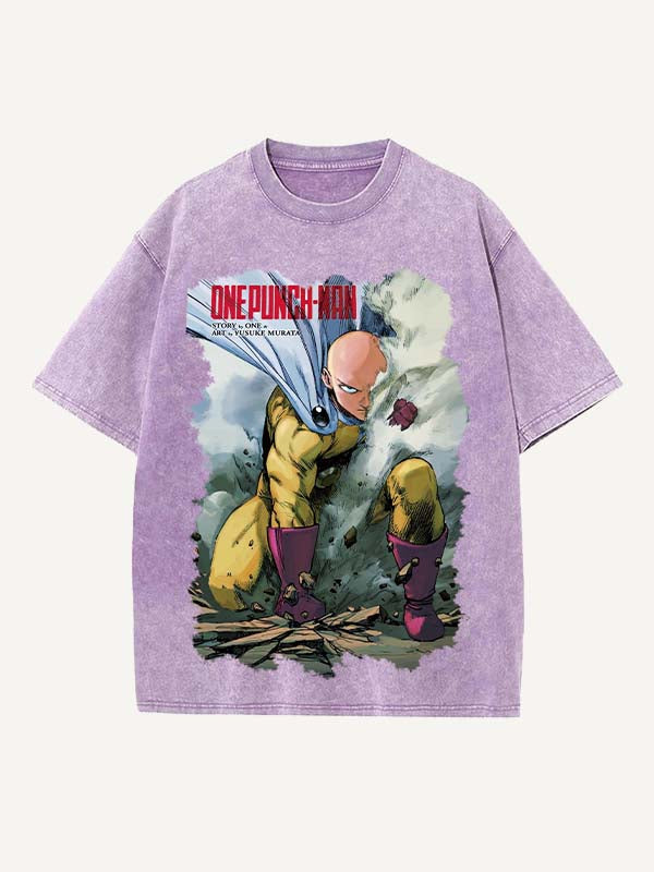 One-Punch Man Print Round Neck T-shirt
