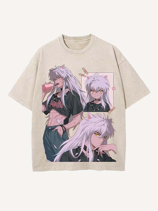 Inuyasha Print Round Neck T-shirt