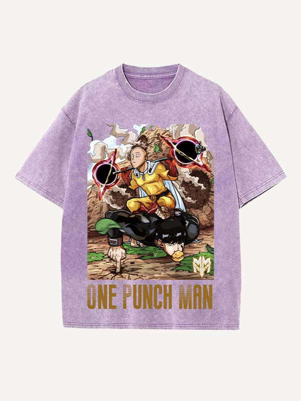 One-Punch Man Print Round Neck T-shirt