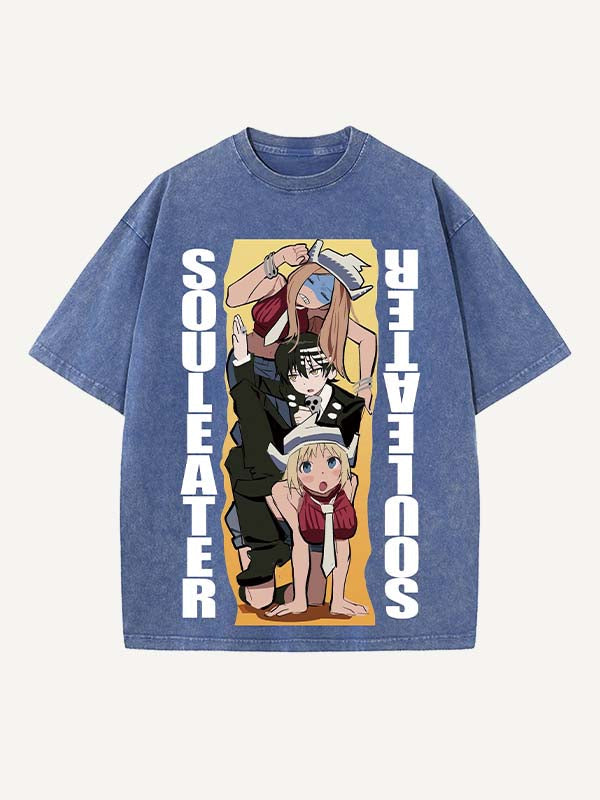 Soul Eater Print Round Neck T-shirt