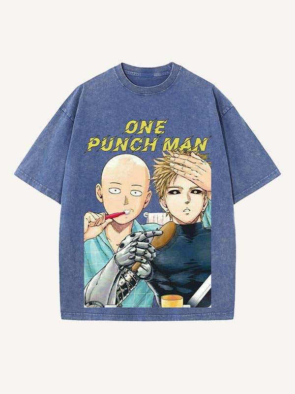 One-Punch Man Print Round Neck T-shirt