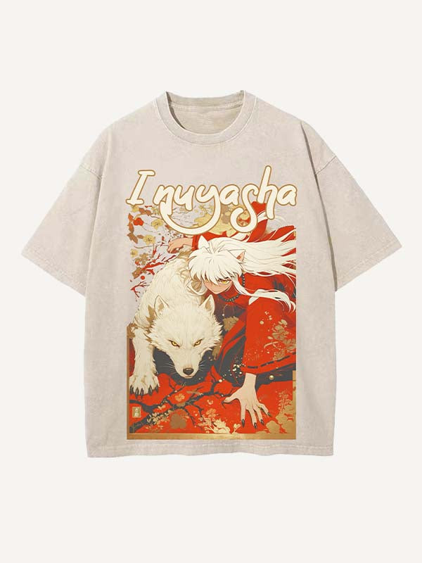 Inuyasha Print Round Neck T-shirt