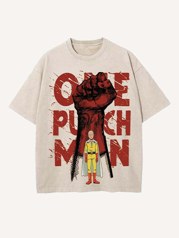 One-Punch Man Print Round Neck T-shirt