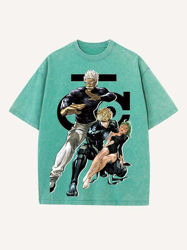 One-Punch Man Print Round Neck T-shirt