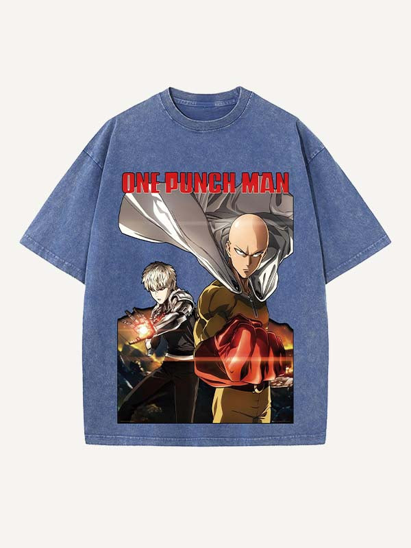 One-Punch Man Print Round Neck T-shirt