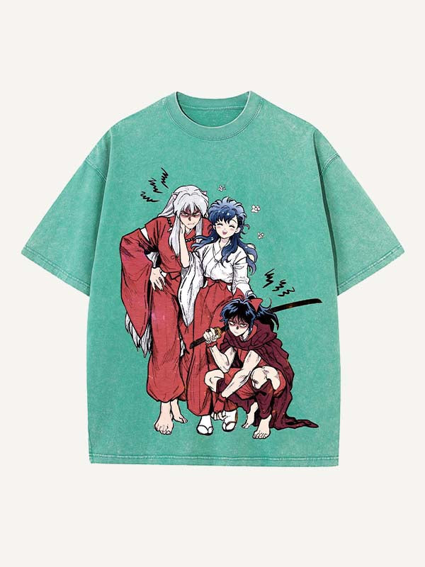Inuyasha Print Round Neck T-shirt