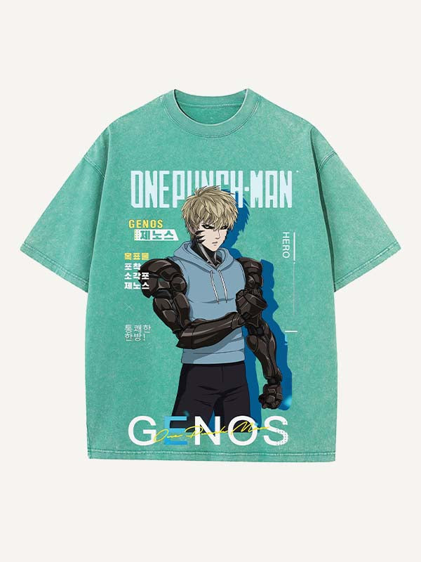 One-Punch Man Print Round Neck T-shirt