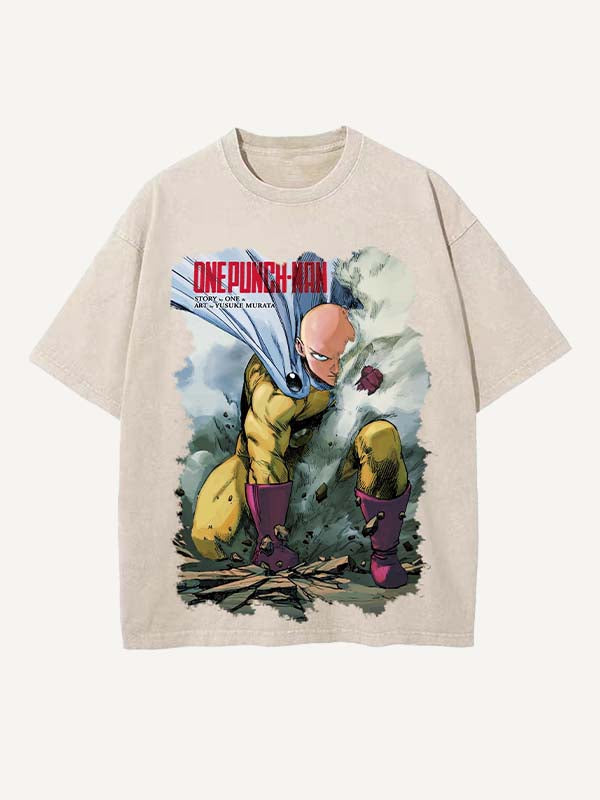 One-Punch Man Print Round Neck T-shirt