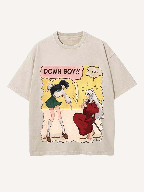 Inuyasha Print Round Neck T-shirt