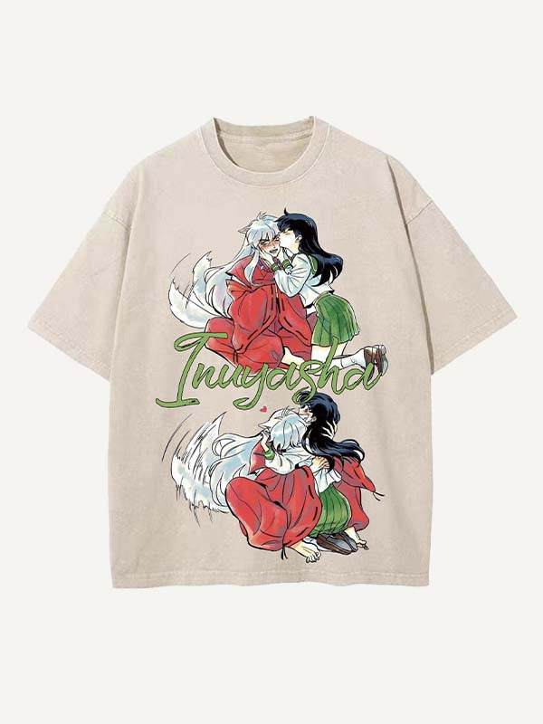 Inuyasha Print Round Neck T-shirt