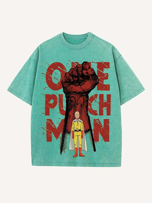 One-Punch Man Print Round Neck T-shirt