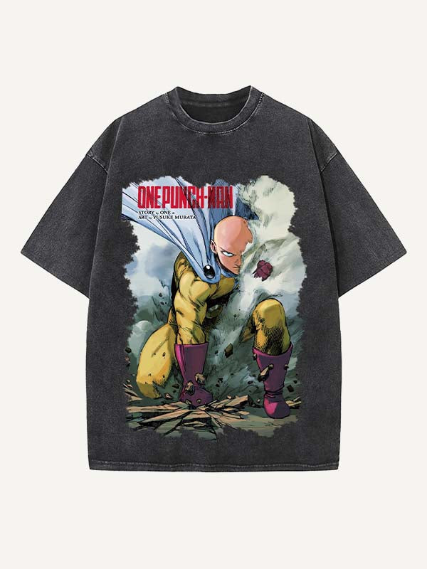 One-Punch Man Print Round Neck T-shirt